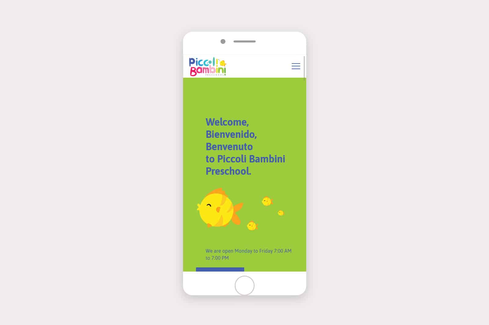 piccoli bambini website versal for school / preschool marketing