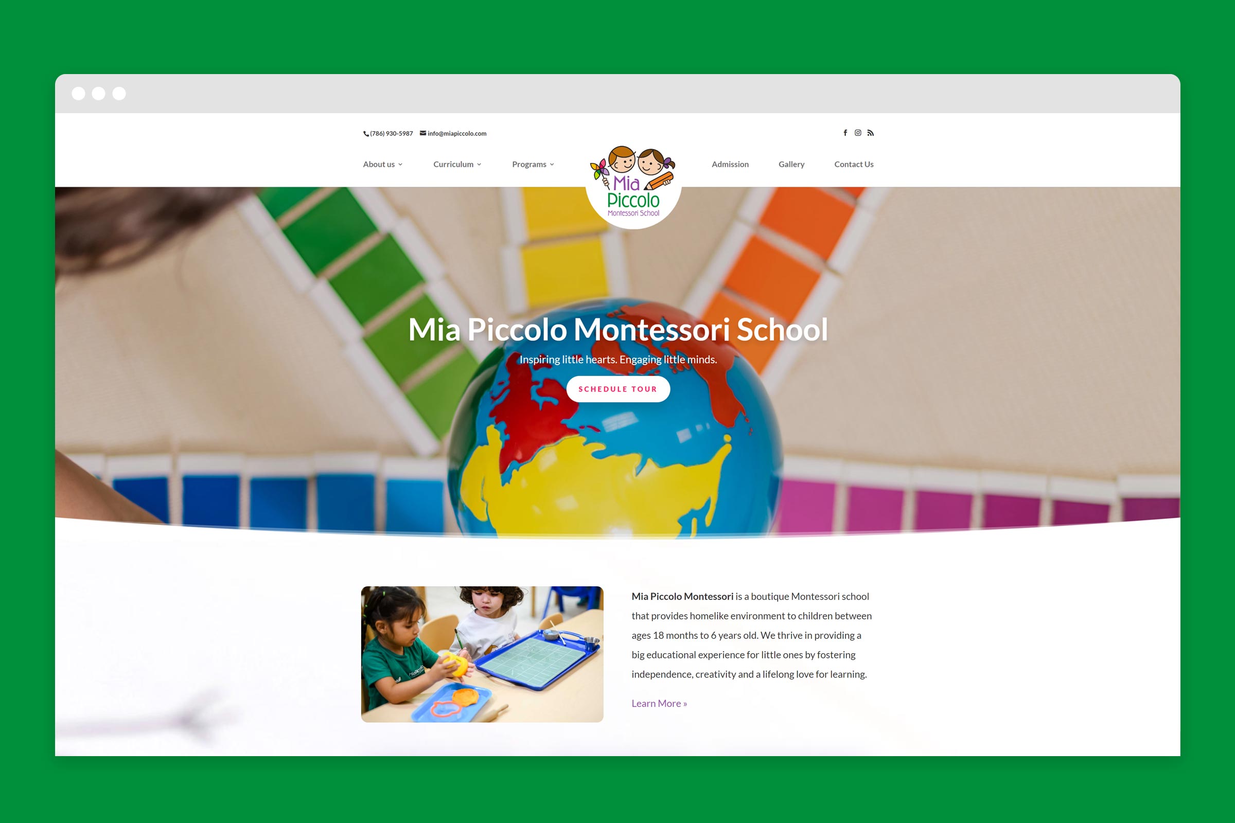 mia piccolo website design & Development versal for school / preschool marketing